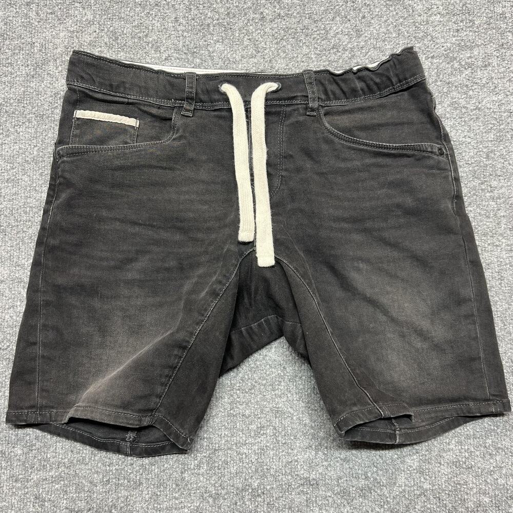Pullin Shorts Mens M Black Sweat Jersey Elastic Waist Drawstring Casual Lounge